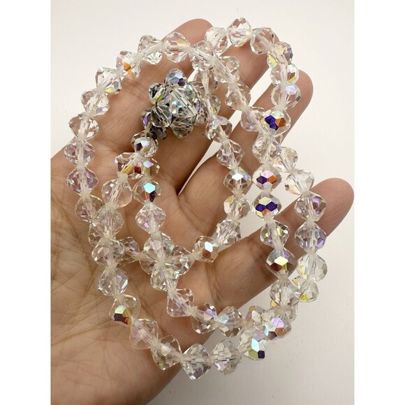 Unbranded Jewelry - Vintage Faceted Aurora Borealis Glass Beaded Necklace 22”